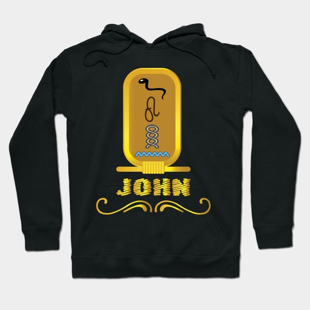 JOHN-American names in hieroglyphic letters-JOHN, name in a Pharaonic Khartouch-Hieroglyphic pharaonic names Hoodie by egygraphics